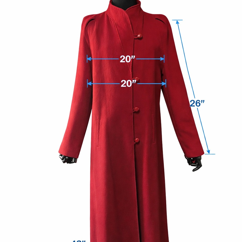 Vintage Beau Brem Red Winter Wool High Neck Maxi Coat Peacoat Womens sz 18T Loop - Picture 6 of 11